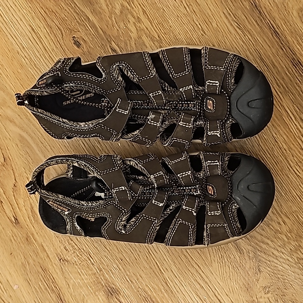 Women's brown Skechers bikers excursions sandals